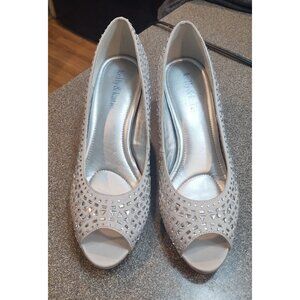 Kelly & Katie Rhinestone Silver Heels 2 Inch Size 8